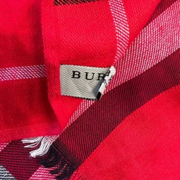 Burberry Red and Black Checkered Scarf - Picture 5 of 9